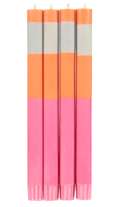 Striped Orange Dinner Candles-Set of 4