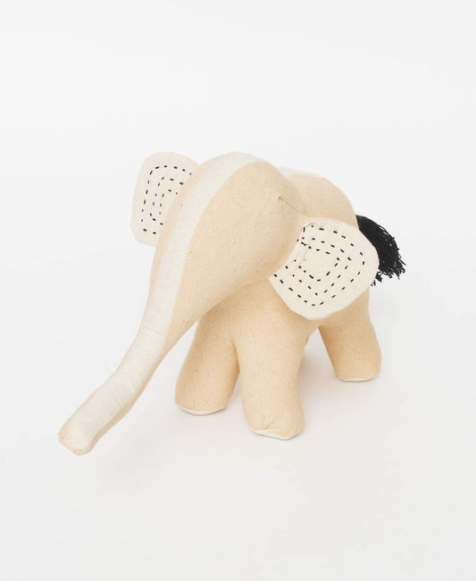 Kantha Handmade Stuffed Elephant: Blush