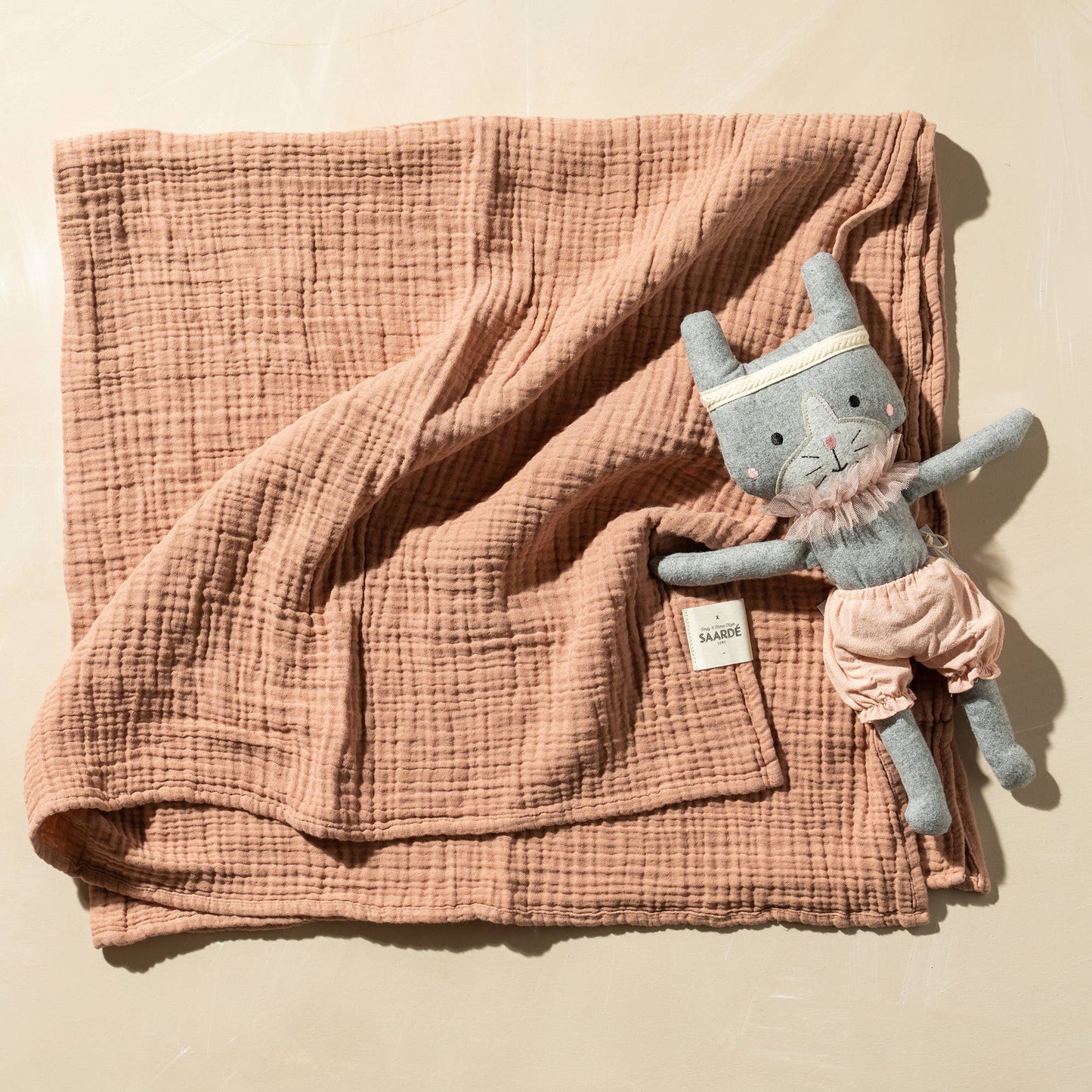 Enes Crinkle Baby Blanket | Guava