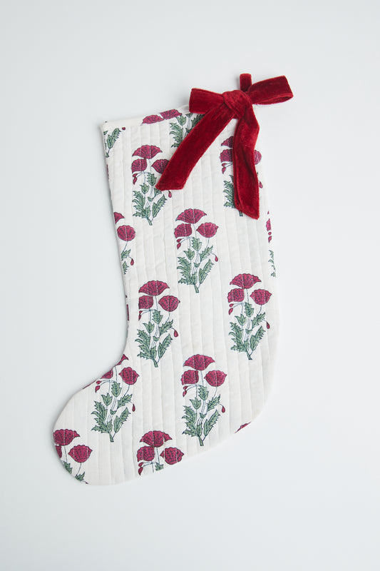 Cranberry Blossom Quilted Stocking