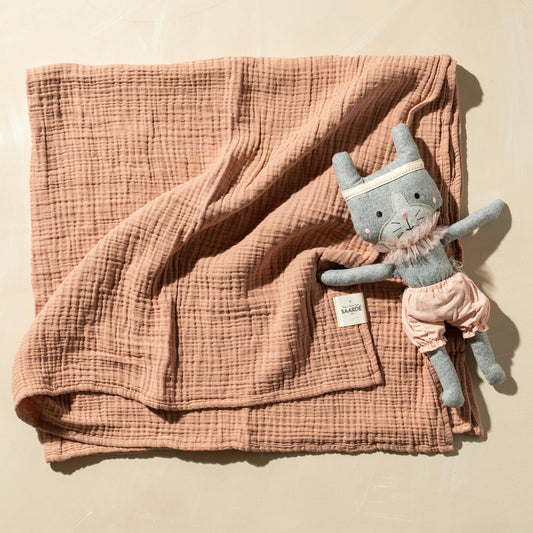 Enes Crinkle Baby Blanket | Guava