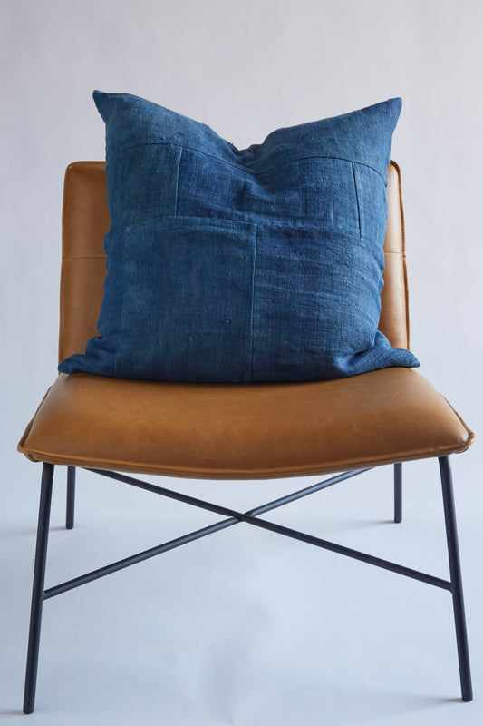 Indigo Vintage Hemp Patchwork Pillow