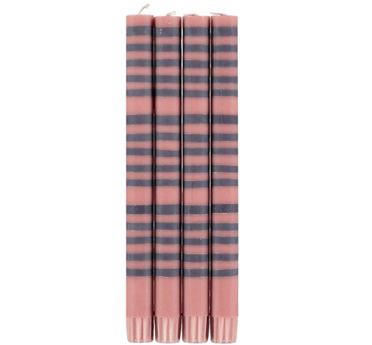 Striped Dinner Candles- Set of 4