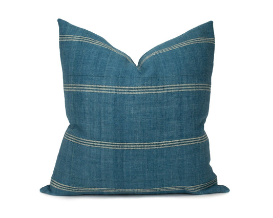 Handwoven Blue Indian Wool Pillow Cover